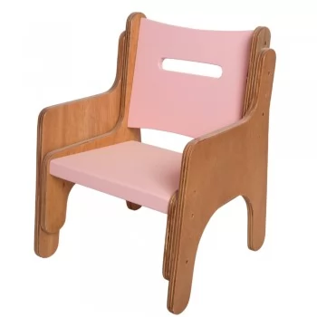 Cadeirinha Infantil de Madeira Rosa Fabrink