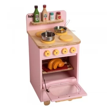 Fogão Infantil de Madeira Rosa Fabrink