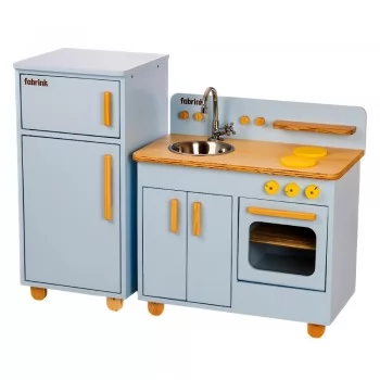Cozinha Infantil Completa com Geladeira Azul Bebê Fabrink