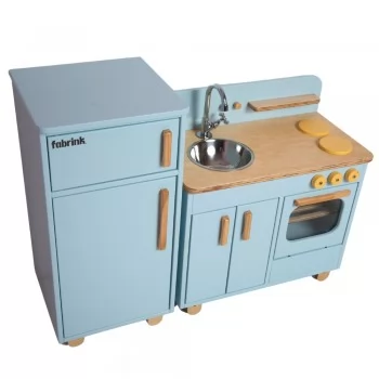 Cozinha Infantil Completa com Geladeira Azul Bebê Fabrink