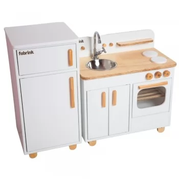 Cozinha Infantil Completa com Geladeira Branca Fabrink