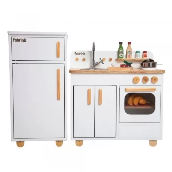 Cozinha Infantil Completa com Geladeira Branca Fabrink