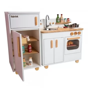 Cozinha Infantil Completa com Geladeira Branca Fabrink