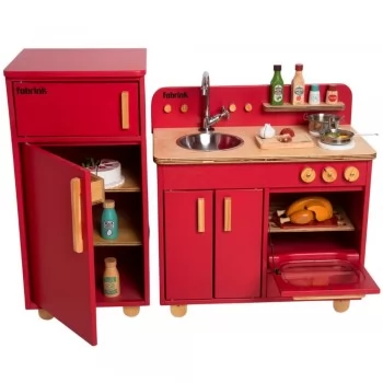 COZINHA INFANTIL COMPLETA COM GELADEIRA VERMELHO FABRINK