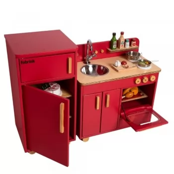 COZINHA INFANTIL COMPLETA COM GELADEIRA VERMELHO FABRINK