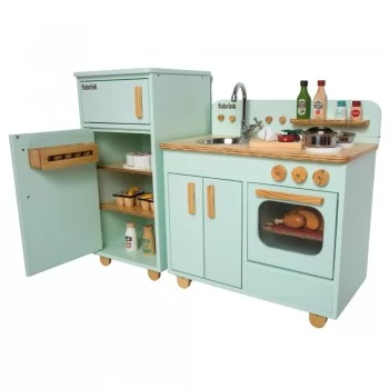 Cozinha Infantil Completa Com Geladeira Verde Fabrink