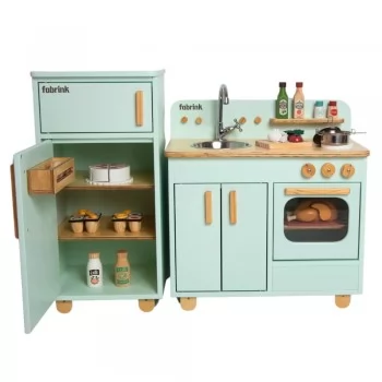 Cozinha Infantil Completa Com Geladeira Verde Fabrink