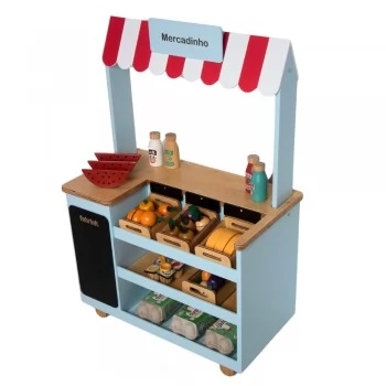 Mercadinho Infantil de Madeira Azul Bebe Fabrink