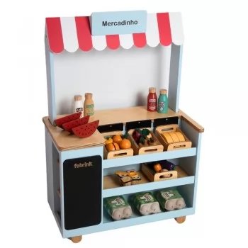 Mercadinho Infantil de Madeira Azul Bebe Fabrink